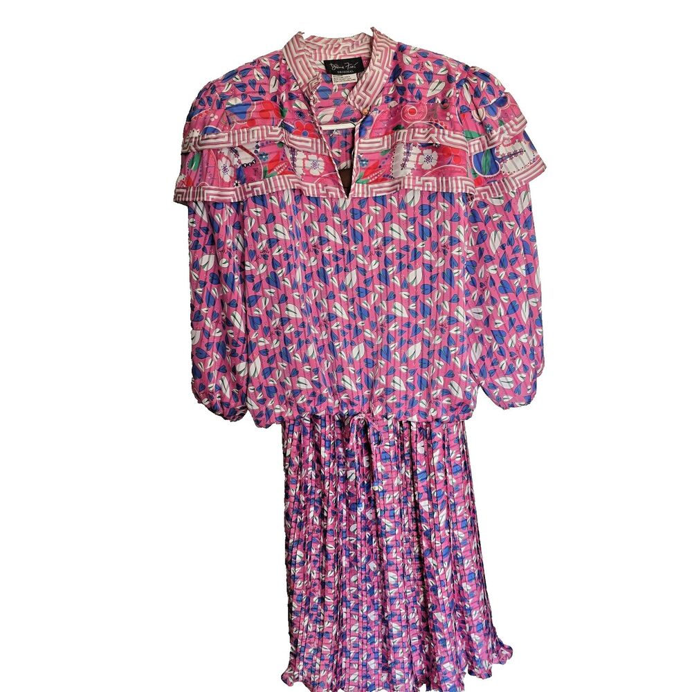 Vintage Diane Freis Pink Hearts Whimsical Top Skirt 3/4 Sleeve Dress Set